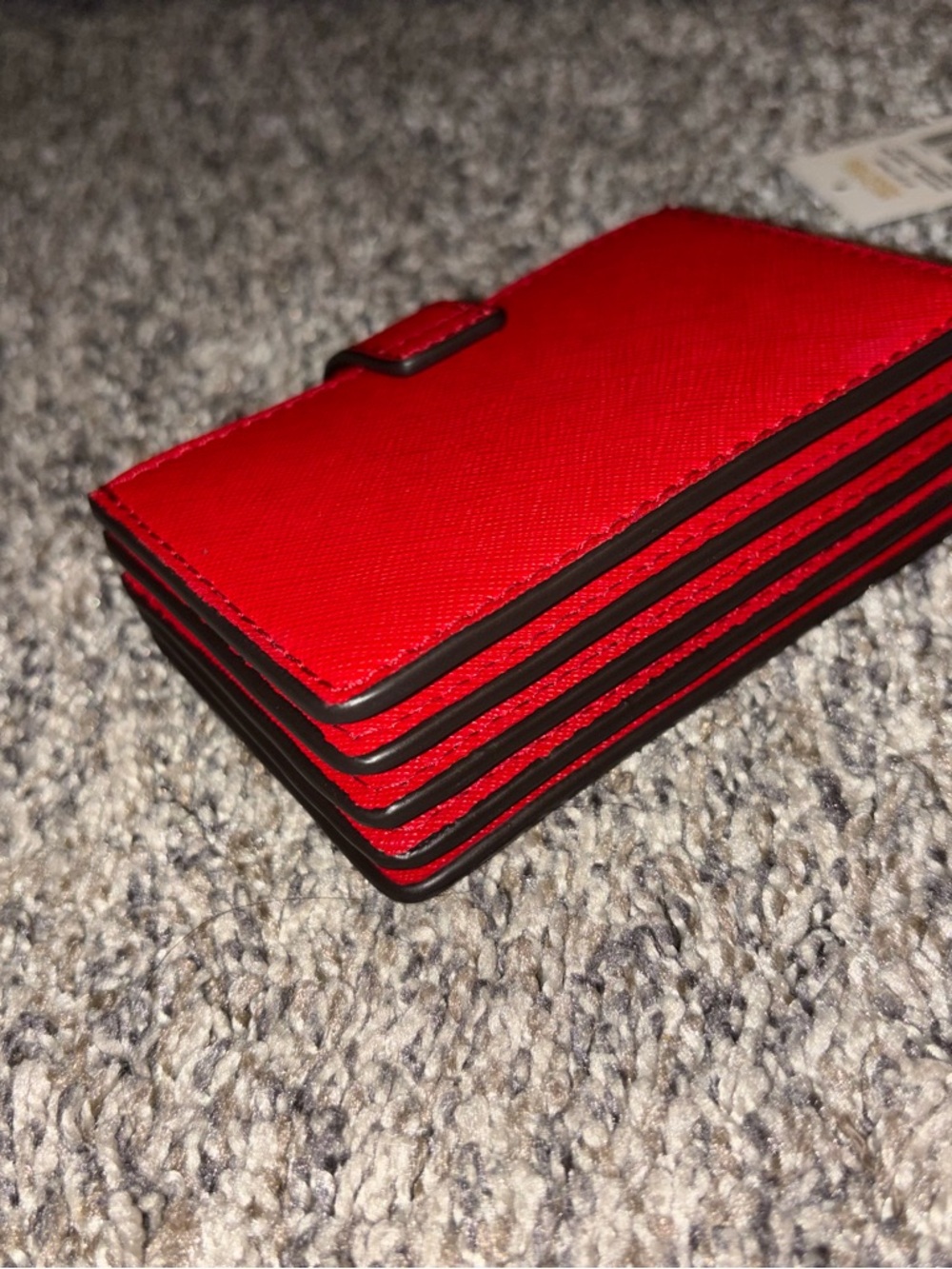 MICHAEL KORS Red Leather Card Holder with Gold Logo - Picture 4 of 4